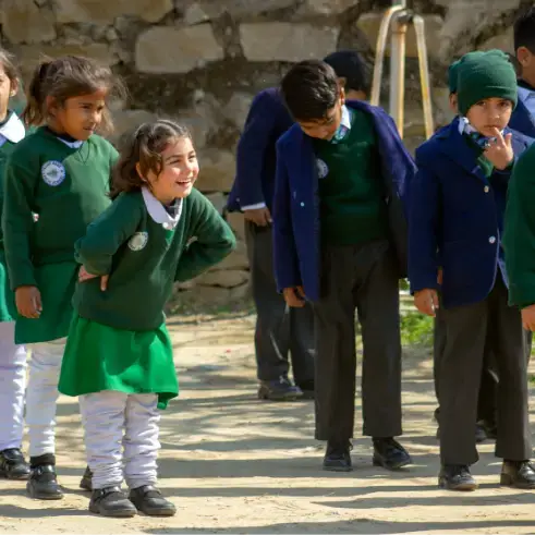 Kids lining up at a PVPS, Kashmir Kids lining up at a PVPS, Kashmir