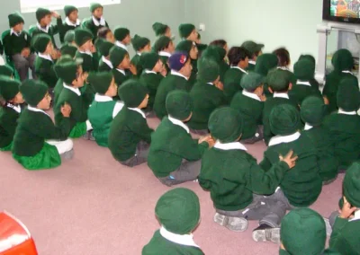Children in the audio visual room at Banjosa Valley Public School