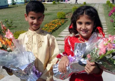 Welcoming guests at Soan Valley Public School